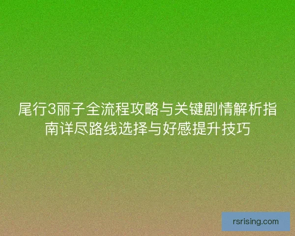 尾行3丽子全流程攻略与关键剧情解析指南详尽路线选择与好感提升技巧