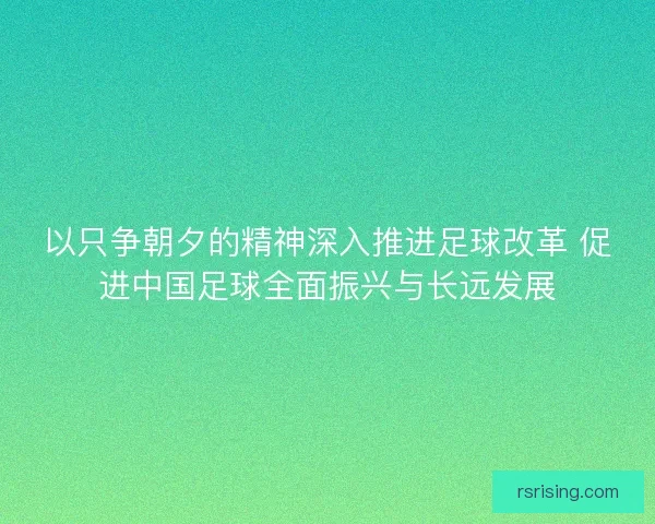 以只争朝夕的精神深入推进足球改革 促进中国足球全面振兴与长远发展
